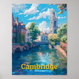 Cambridge England Art Vintage Reisen Poster
