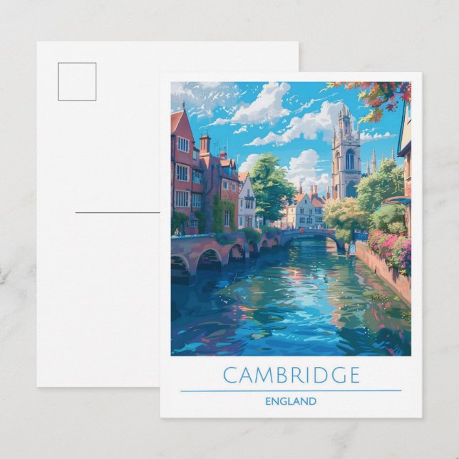 Cambridge England Art Vintage Reisen Postkarte (Vorne/Hinten)