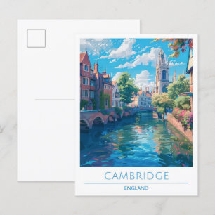 Cambridge England Kunst Vintage Reise  Postkarte