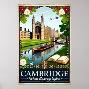 Cambridge England Retro-Reiseposter-Kunst Poster