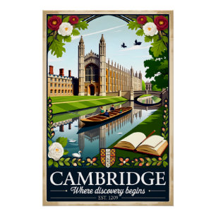 Cambridge England Retro-Reiseposter-Kunst Poster
