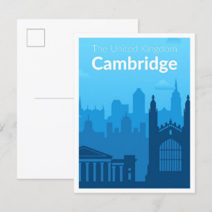 Cambridge England Vintage Travel Illustration Postkarte