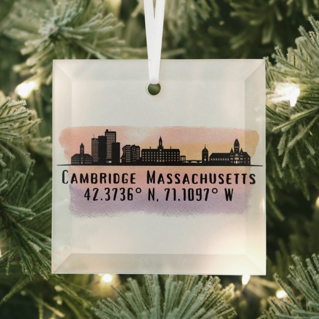 Cambridge MA City Skyline Ornement en verre (Insitu)