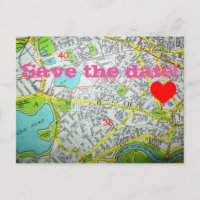 CAMBRIDGE, MA Map 'Save the Date'! Postkarte