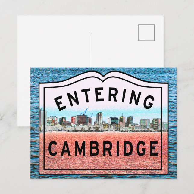 Cambridge Massachusetts betritt Unterschrift Postkarte (Vorne/Hinten)