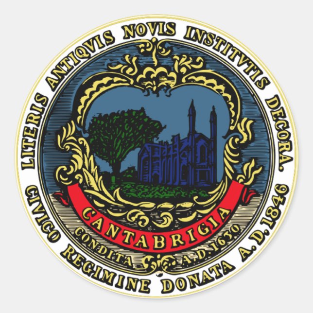 Cambridge Massachusetts City Siegel Round Sticker (Vorderseite)