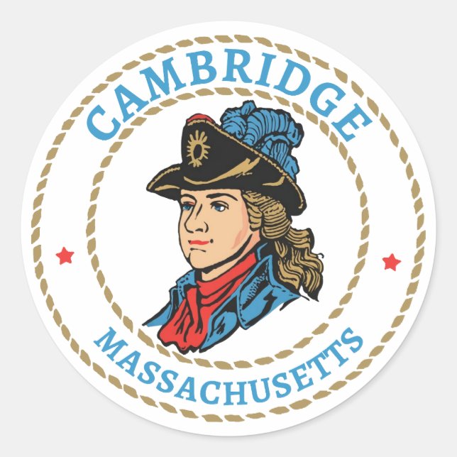 Cambridge Massachusetts Colonial Runder Aufkleber (Vorderseite)