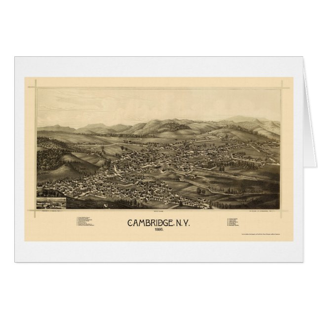 Cambridge, NY panoramische Karte - 1886 (Vorderseite (Horizontal))