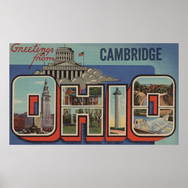 Cambridge, Ohio - Große Buchstabenszenen Poster (Vorne)