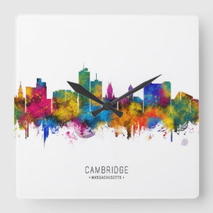 Cambridge USA Skyline Quadratische Wanduhr
