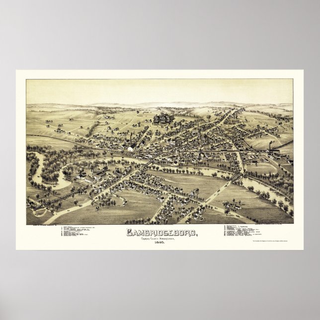 Cambridgeboro, PA Panoramic Map - 1895 Poster (Vorne)