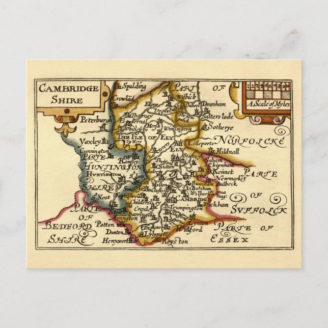 Cambridgeshire Landkreis England Alte antike Karte (Vorderseite)