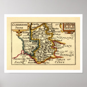 Cambridgeshire Landkreis England Alte antike Karte Poster