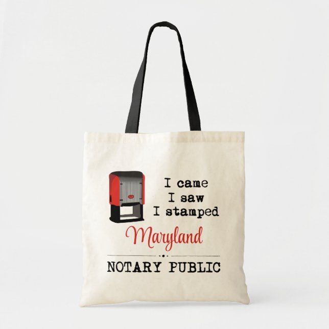 Came Saw Stamps Notary Public Maryland Tragetasche (Vorne)
