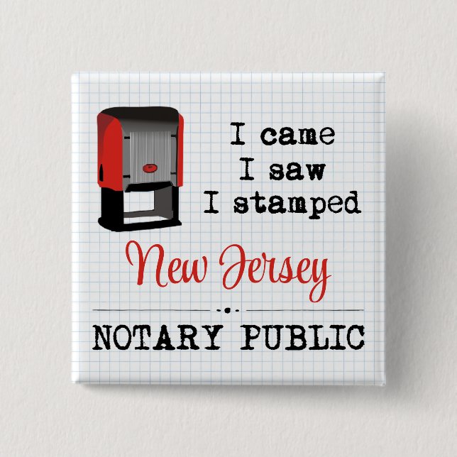 Came Saw Stamps Notary Public New Jersey Button (Vorderseite)