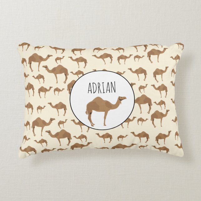 Camel Animal Pattern Individuelle Name Dekokissen (Vorderseite)