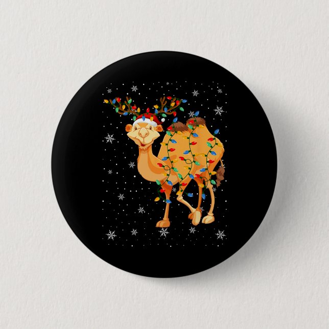 Camel Animal Weihnachtsmannmütze Ugly Christmas Tr Button (Vorderseite)