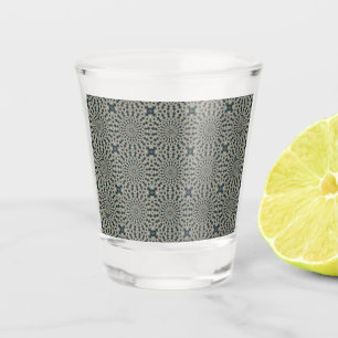 Camel Aquamarine und graue Kreise Muster Schnapsglas