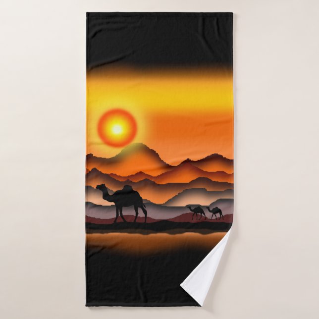 Camel Bath Handtuch Sonnenuntergang Wüste Badehandtuch (Badehandtuch)