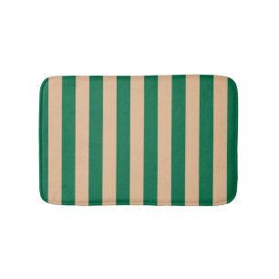 Camel Beige & Classic Green Stripe Badematte