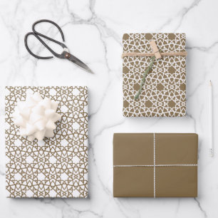 Camel Brown Arabesque Design Geschenkpapier Set