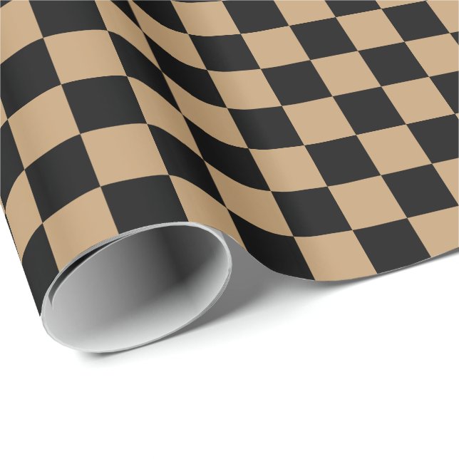 Camel Brown/Black Checkered Geschenkpapier (Rolleneckpunkt)