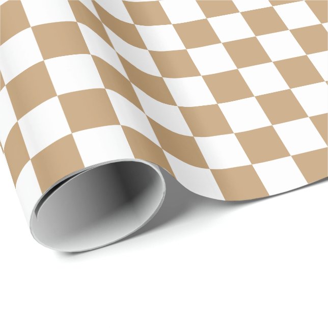 Camel Brown/White Checkered Geschenkpapier (Rolleneckpunkt)