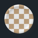 Camel Brown/White Checkered Pappteller<br><div class="desc">Papierplatte mit Kamelbraun und weißem karierten Muster. Ideal für jede Ansammlung.</div>