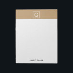 Camel Brown White Gerahmt Initial Monogram Notizblock<br><div class="desc">Camel Brown and White Gerahmt Initial Monogram Ein stilvoller solider Hintergrund mit einem gerahmten Bereich für Ihr Monogramm, Ihren Namen oder andere Texte. Sie können auch den Schriftart ändern, die Größe und Farbe des Schriftartes ändern, den Text verschieben usw. Wenn Sie dieses Design in anderen Farben möchten, schreiben Sie uns...</div>