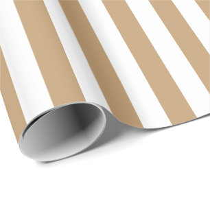 Camel Brown/White Strip Geschenkpapier
