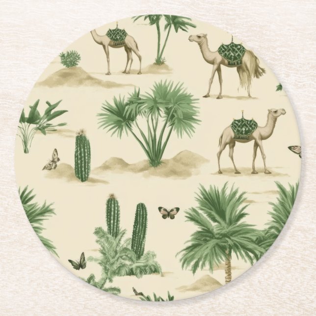 "Camel Caravan Untersetzer" Runder Pappuntersetzer (Vorderseite)