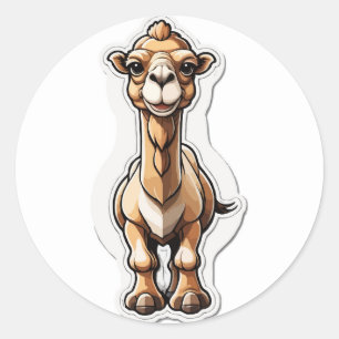 Camel Cartoon Sticker: Quirky Desert Animal Runder Aufkleber