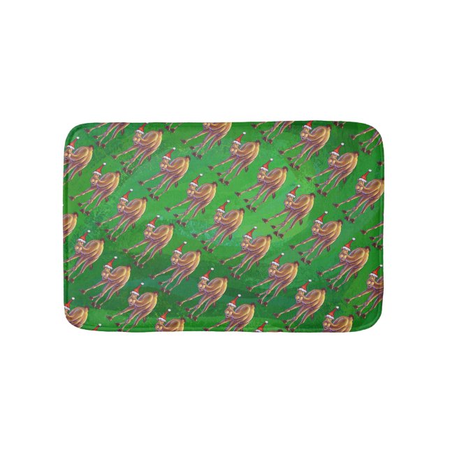 Camel Christmas auf Green Badematte (Vorderseite)