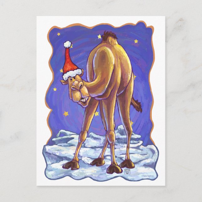 Camel Christmas Feiertagspostkarte (Vorderseite)