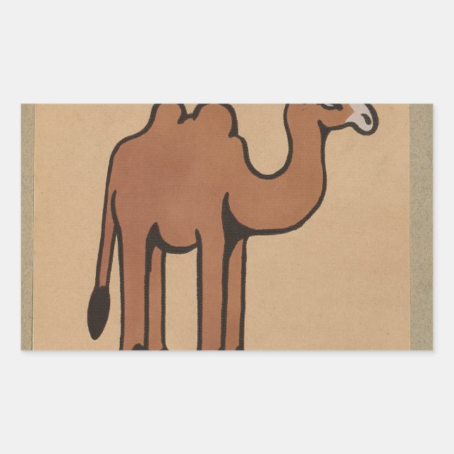 Camel - farbenfrohe antike BuchIllustration Rechteckiger Aufkleber (Vorderseite)
