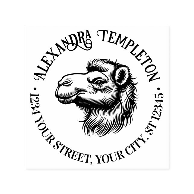 Camel Head Zeichn Name Rücksendeadresse #1P Permastempel (Design)