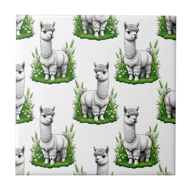 Camel Lama Alpaca Muster Design Fliese (Vorderseite)