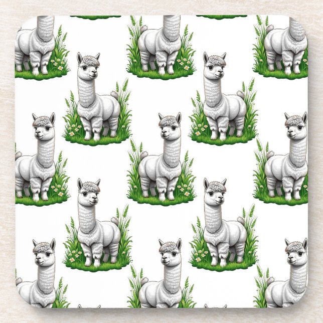 Camel Lama Alpaca Muster Design Getränkeuntersetzer (Vorderseite)