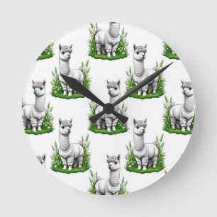 Camel Lama Alpaca Muster Design Runde Wanduhr