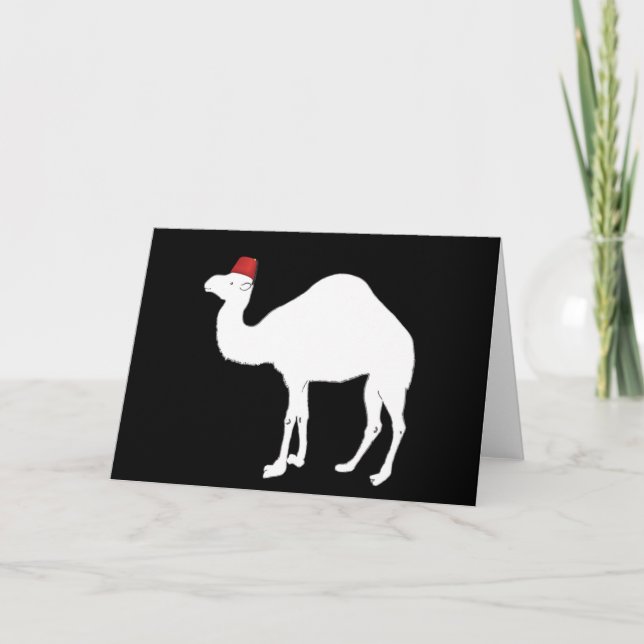 Camel mit einem Fez Feiertagskarte (Vorderseite)