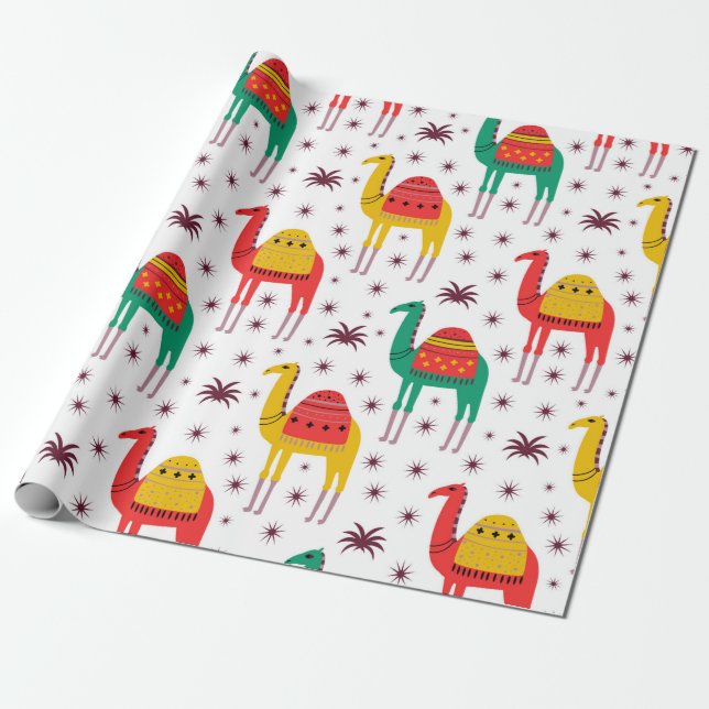 Camel Muster flache Farbgestaltung Geschenkpapier (Ungerollt)