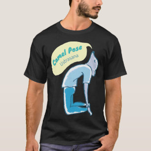 Camel Pose Yoga Mouse Aqua and Blue T-Shirt