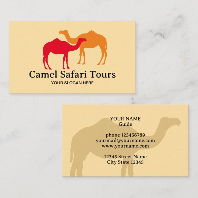Camel Safari Tours Visitenkartenvorlage Visitenkarte (Vorne/Hinten)
