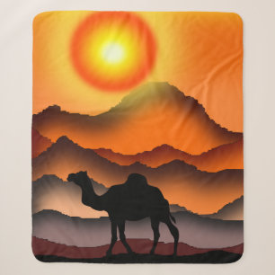 Camel Sherpa Blanket Schöner Sonnenuntergang Sherpadecke