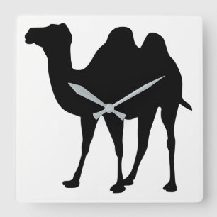 Camel Silhouette Quadratische Wanduhr