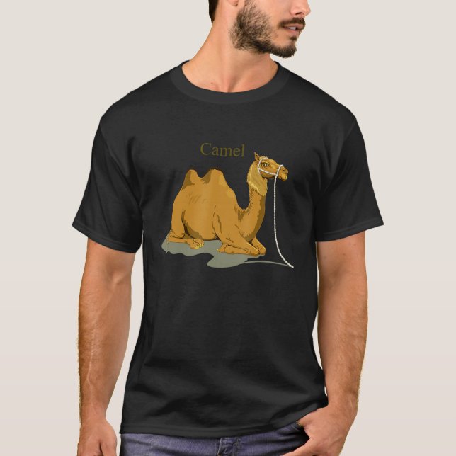 Camel sitzt Bactrian Two Hump Ungulate Art T-Shirt (Vorderseite)