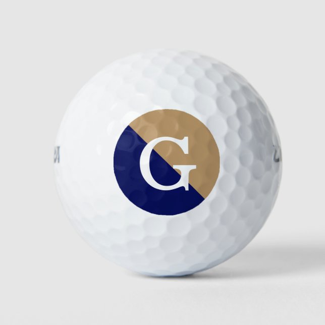Camel Tan Navy Blue 2 Tone Diag Initial Monogram Golfball (Vorderseite)