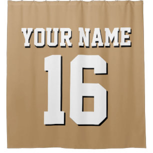 Camel Tan White Sports Jersey Team Jersey Duschvorhang