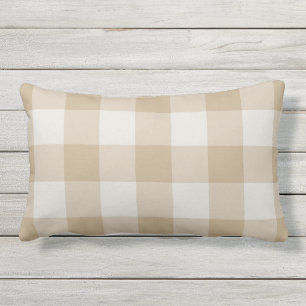 Camel und Gray Buffalo Karo Gingham Pattern Kissen Für Draußen