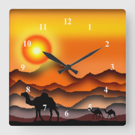 Camel Wall Clock Quadratische Wanduhr